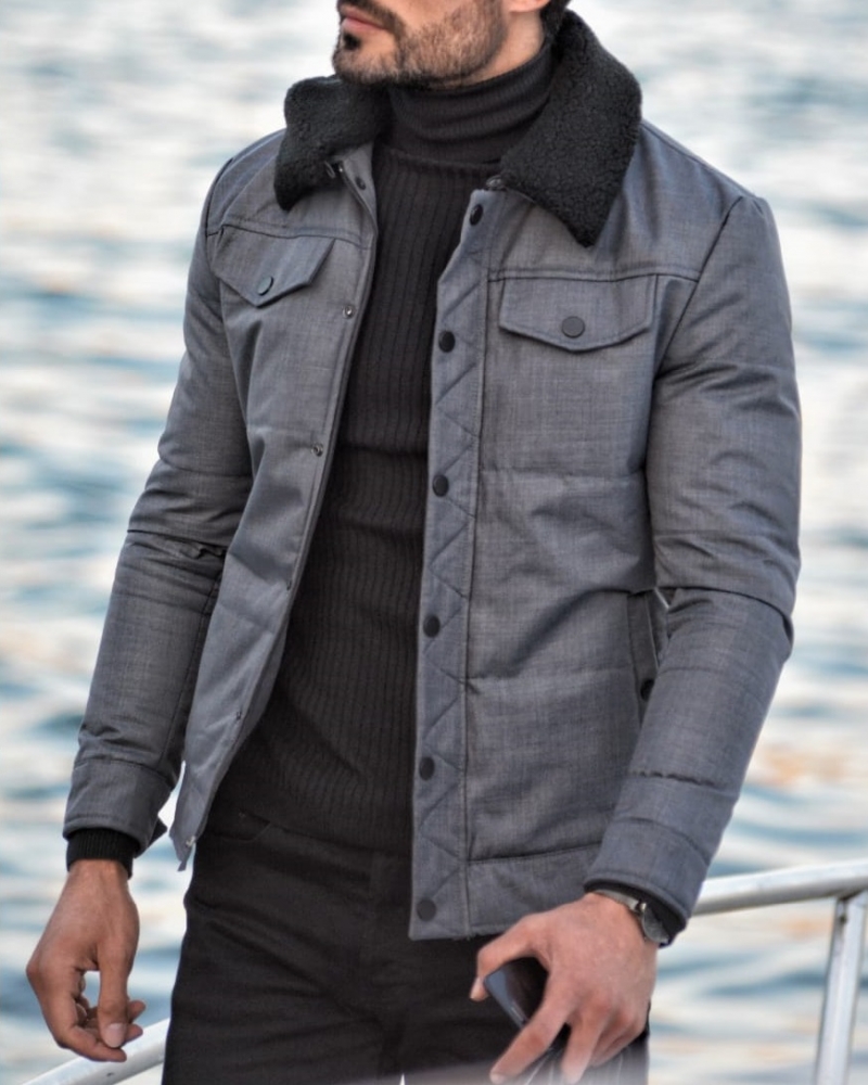 Gray Slim Fit Wool Coat by GentWith.com with Free Worldwide Shipping