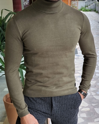 White Slim Fit Mock Turtleneck Sweater by