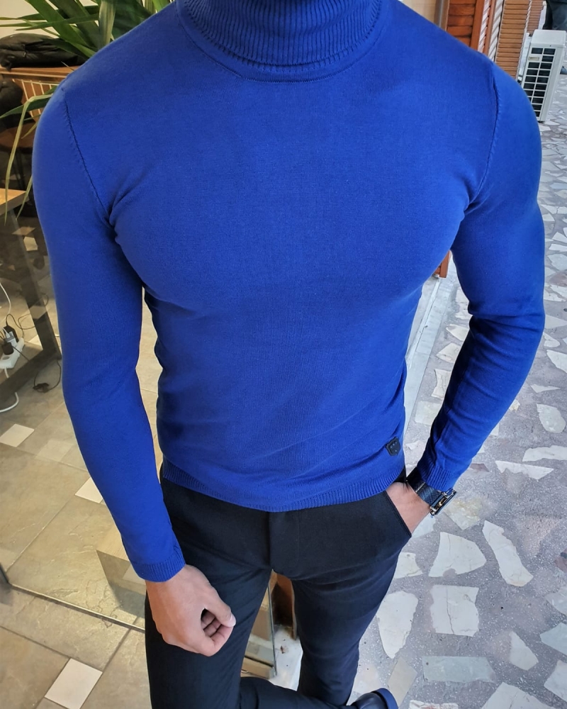 Buy Sax Slim Fit Turtleneck Wool Sweater by GentWith | Free Shipping