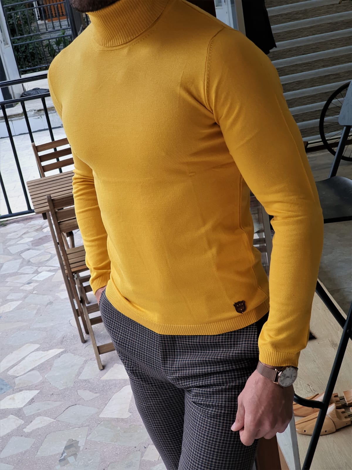 Buy Yellow Slim Fit Turtleneck Wool Sweater by GentWith | Free Shipping