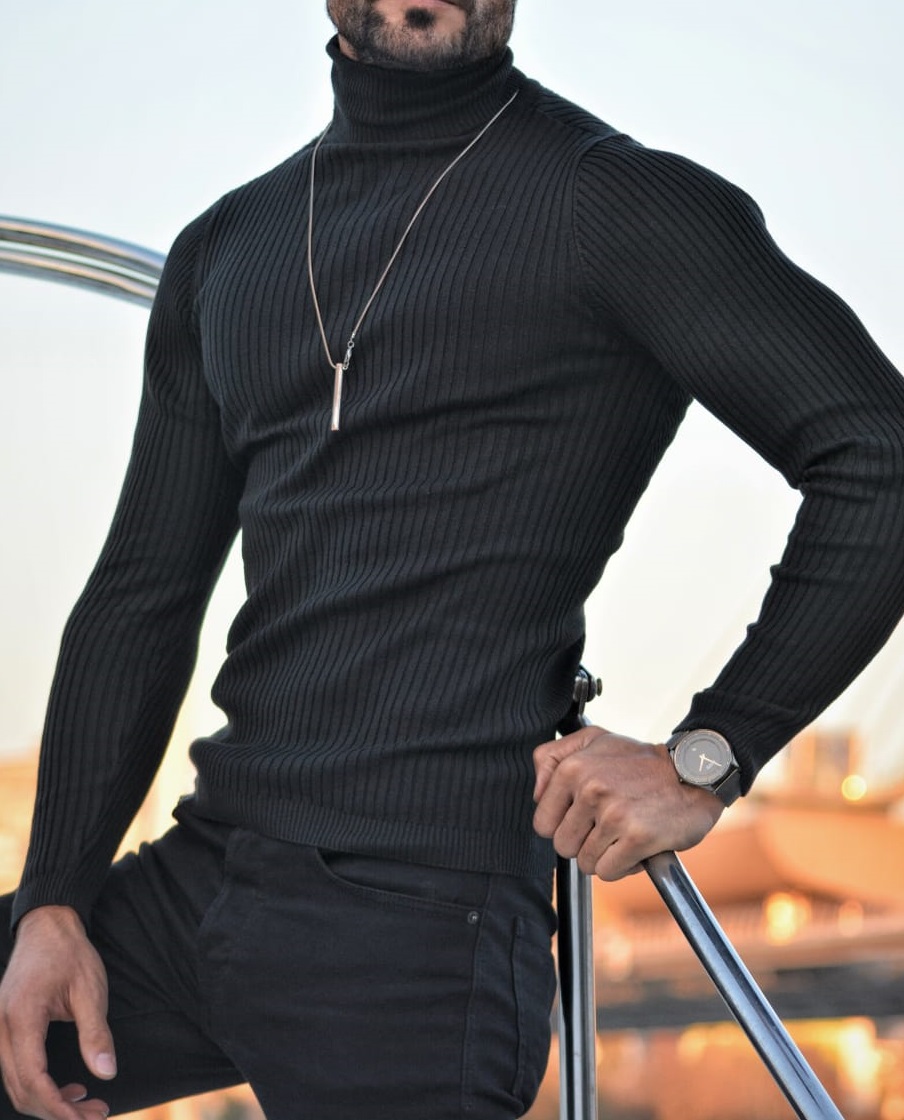 buy-black-slim-fit-turtleneck-wool-sweater-by-gentwith-free-shipping