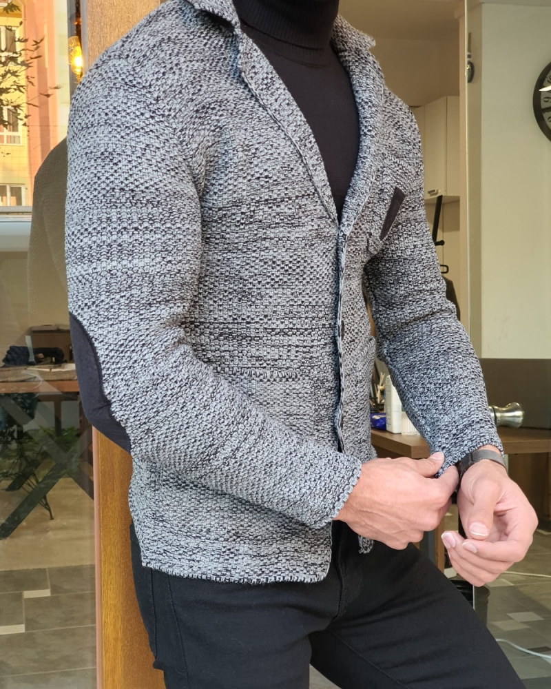 Black Slim Fit Knitwear Jacket by GentWith.com with Free Worldwide Shipping