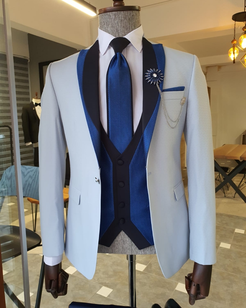 Blue Slim Fit Wedding Suit by GentWith.com with Free Worldwide Shipping