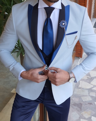 Blue Slim Fit Wedding Suit by GentWith.com with Free Worldwide Shipping
