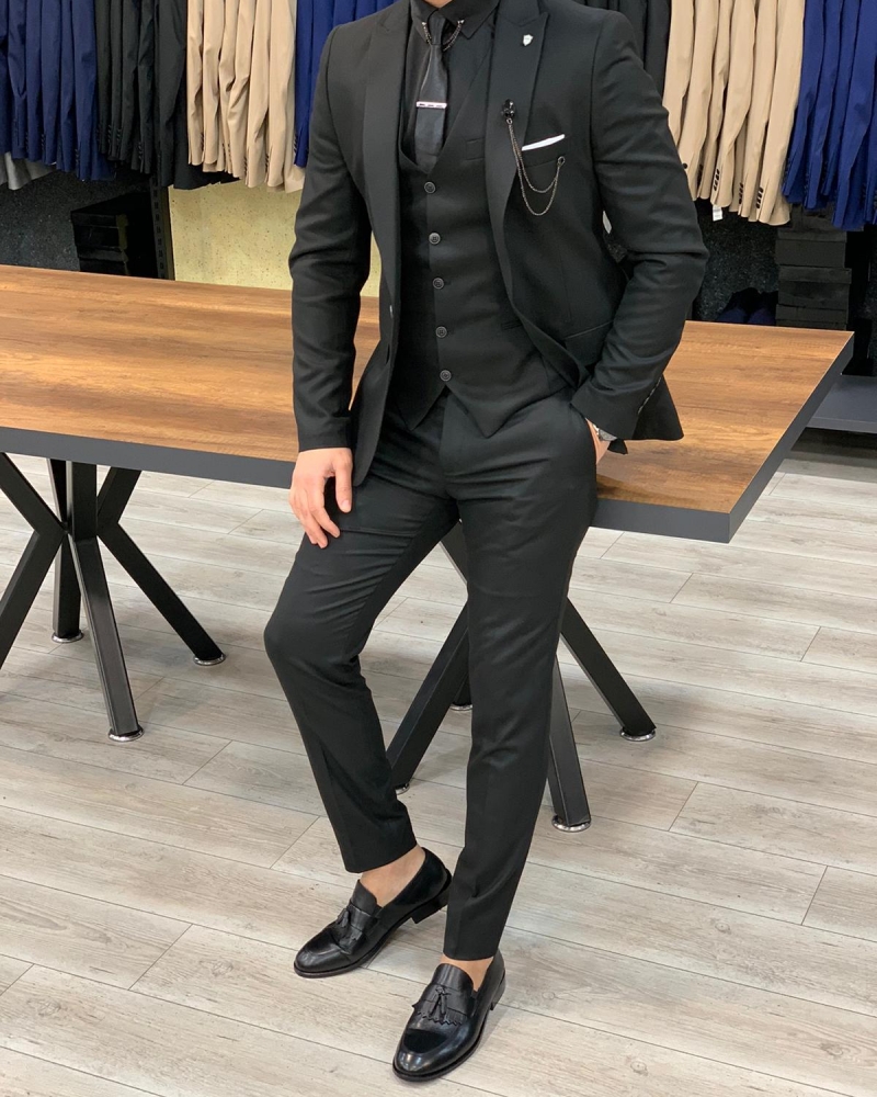 Black Slim Fit Suit by GentWith.com with Free Worldwide Shipping