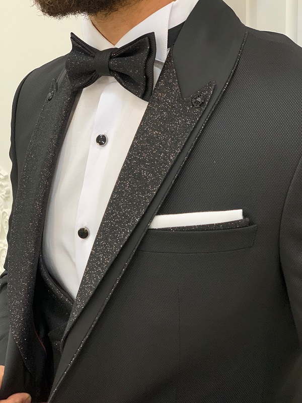 Black Shawl Lapel Tuxedo for Men by GentWith.com with Free Worldwide Shipping