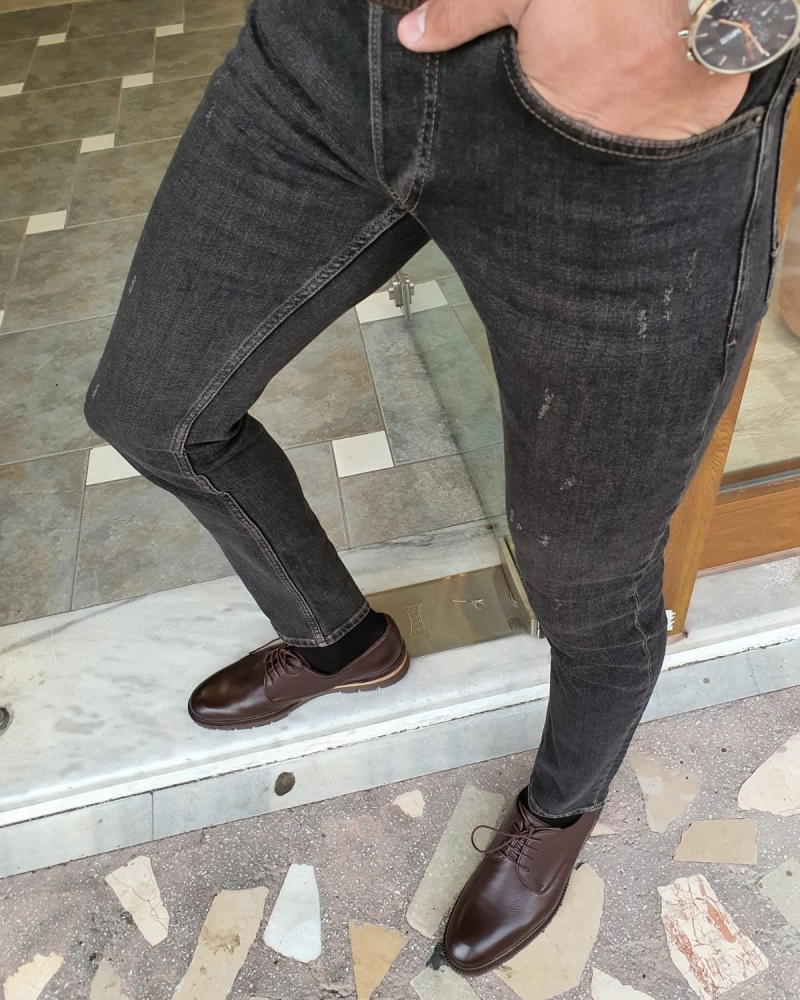 Buy Black Slim Fit Striped Jeans by GentWith.com with Free Shipping