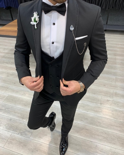 White Black Wedding Groom Suit for Men by GentWith.com
