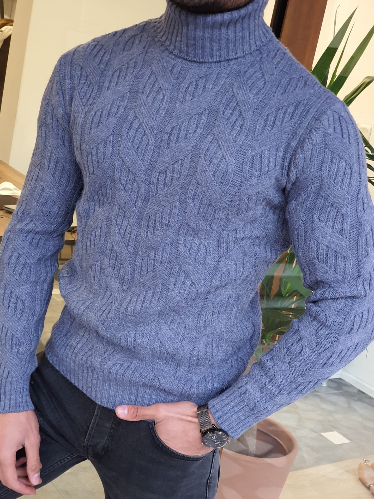 Buy Indigo Slim Fit Turtleneck Wool Sweater by GentWith | Free Shipping