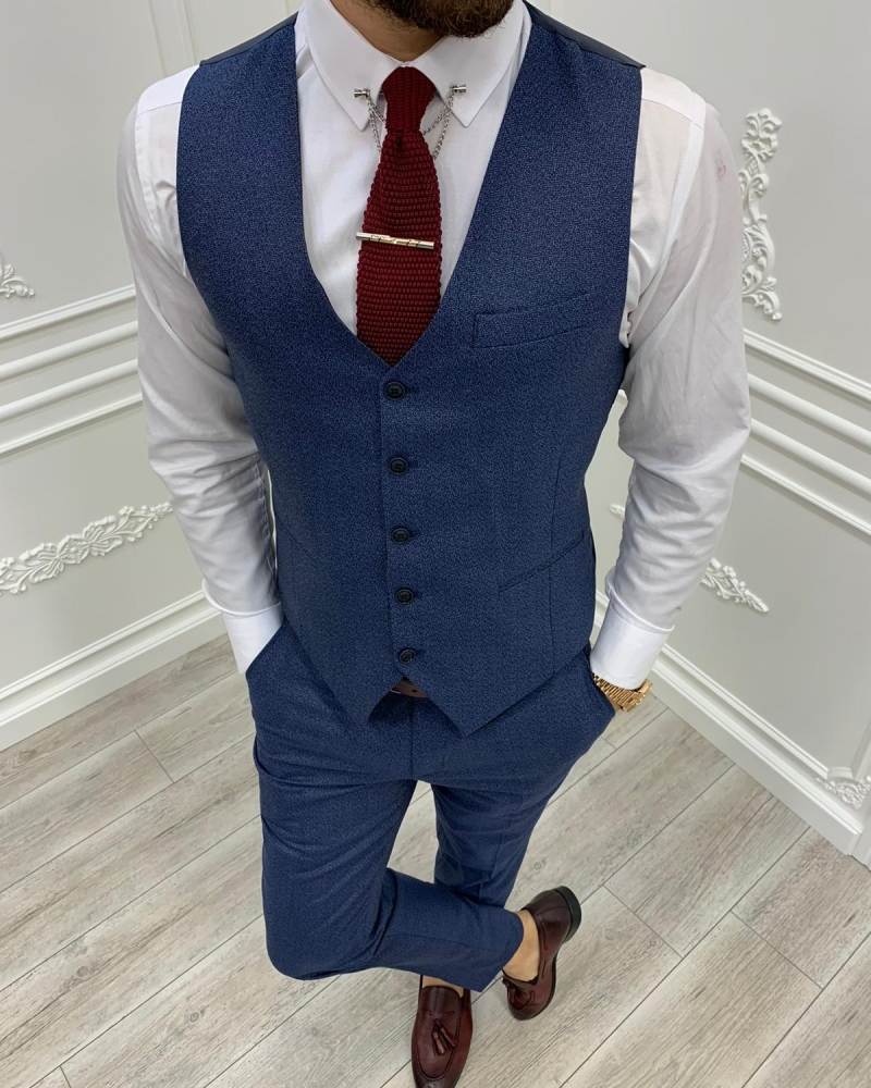 Blue Slim Fit Plaid Suit by GentWith.com with Free Worldwide Shipping