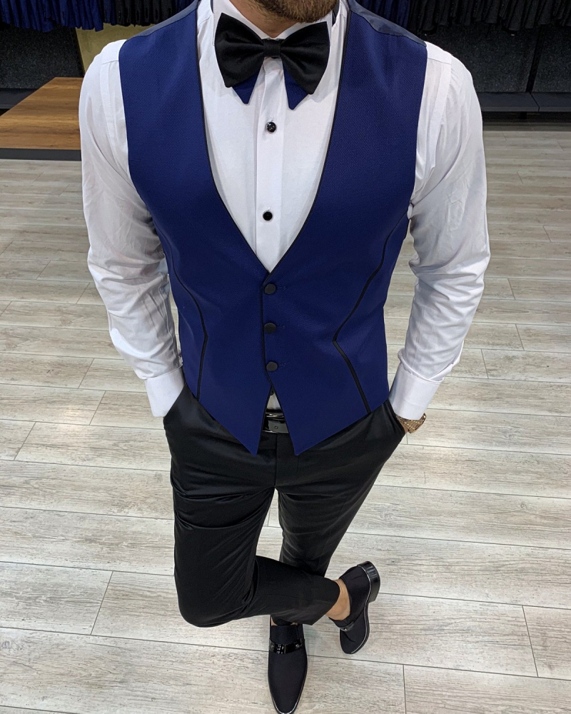 Blue Slim Fit Shawl Lapel Tuxedo by GentWith.com with Free Worldwide Shipping