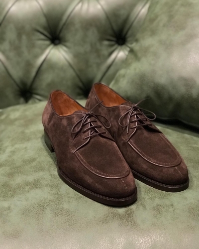 Brown Suede Leather Derby Shoe by GentWith.com with Free Worldwide Shipping