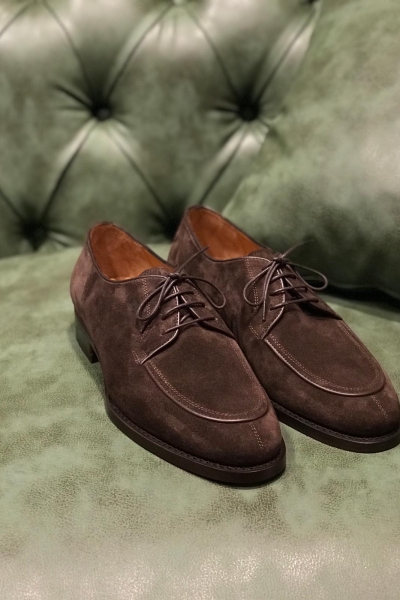 Brown Suede Leather Derby Shoe by GentWith.com with Free Worldwide Shipping