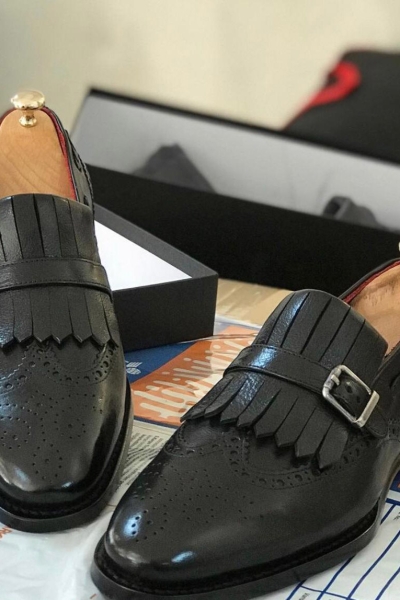 Black Kilt Loafers by GentWith.com with Free Worldwide Shipping