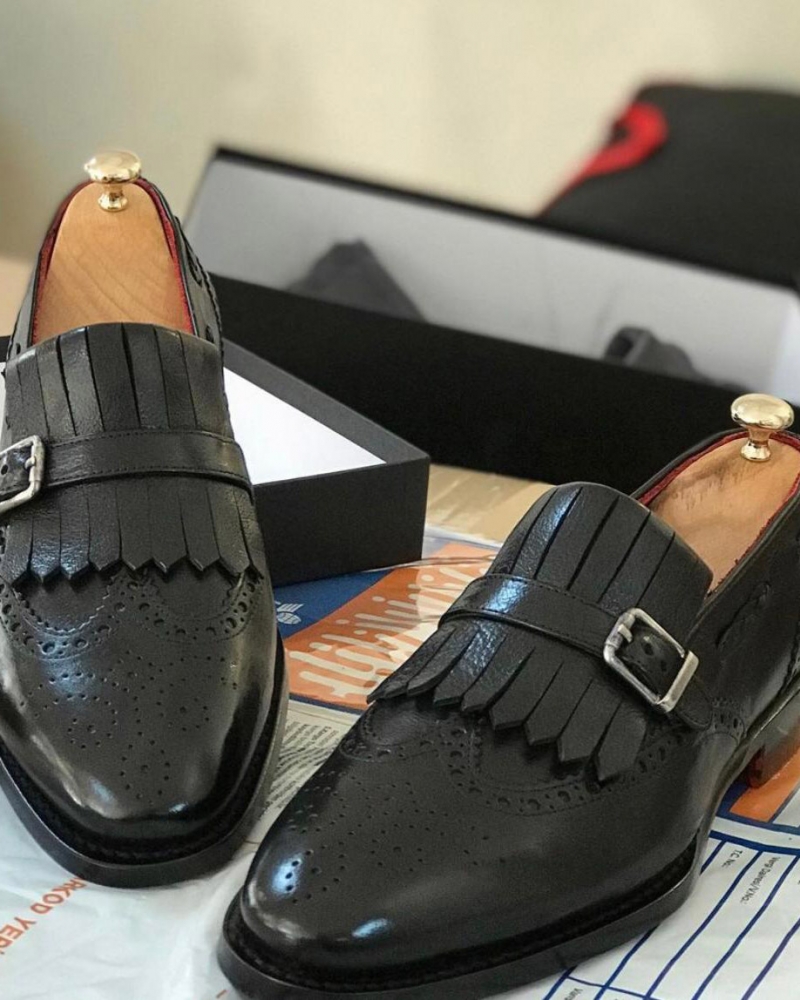 Black Kilt Loafers by GentWith.com with Free Worldwide Shipping