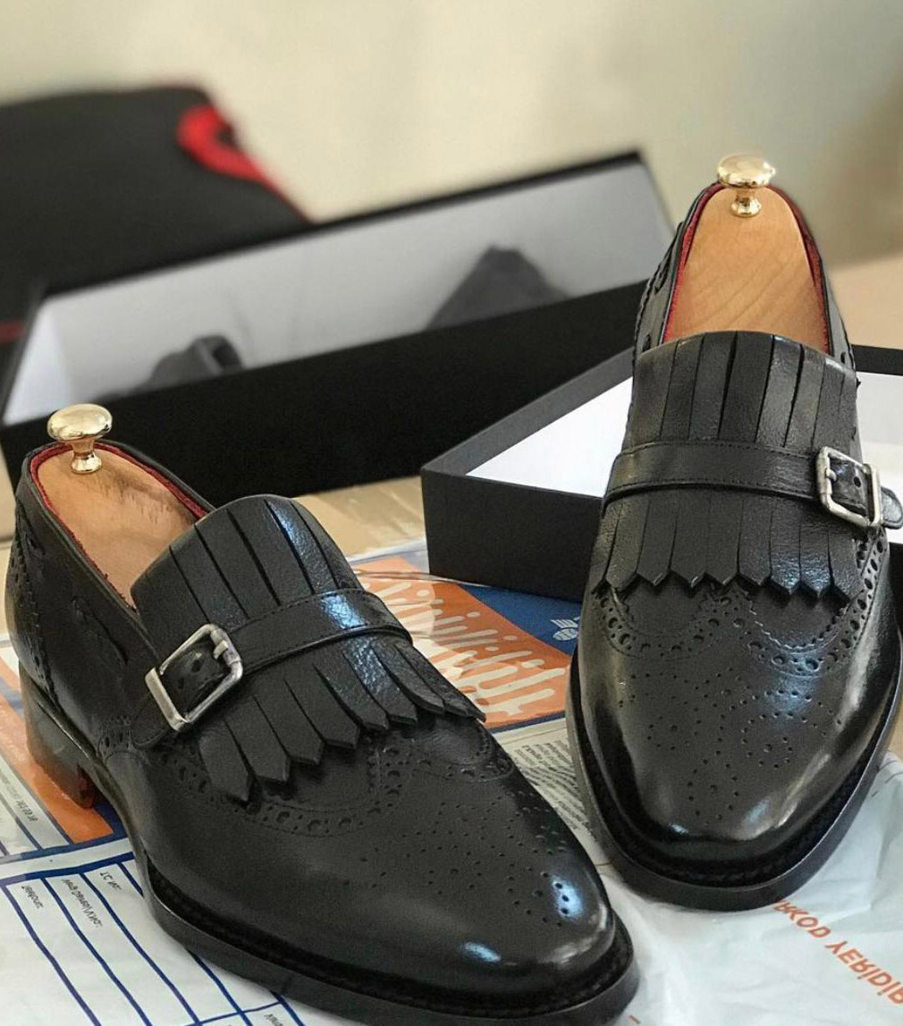 Buy Handmade Black Kilt Loafers by GentWith | Worldwide Shipping