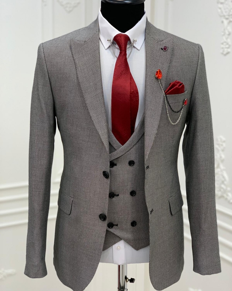 Gray Slim Fit Wool Suit by GentWith.com with Free Worldwide Shipping