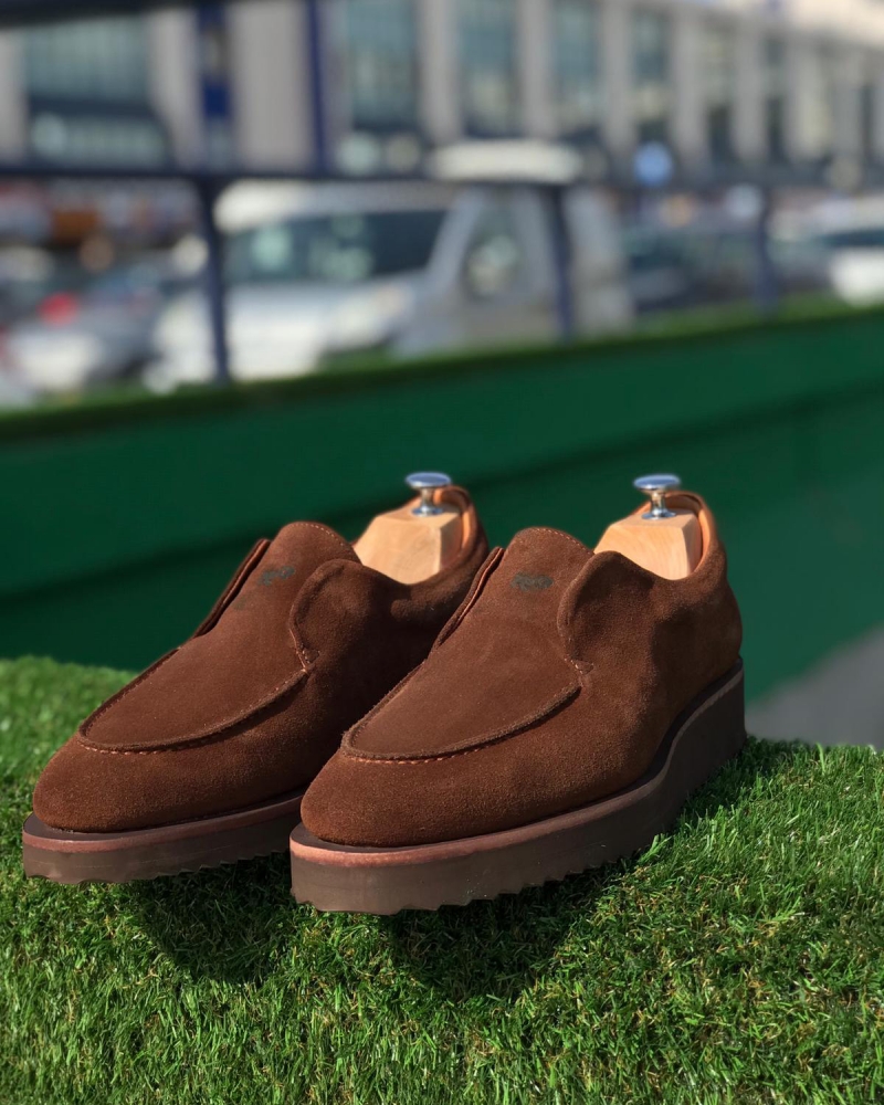 Brown Suede Leather Loafers by GentWith.com with Free Worldwide Shipping