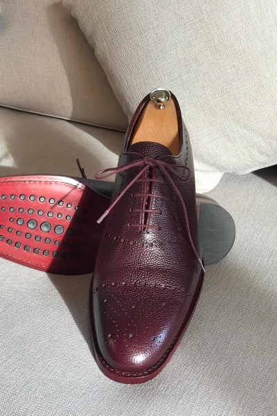 Burgundy Leather Oxfords by GentWith.com with Free Worldwide Shipping