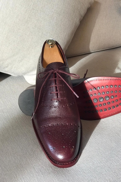 Burgundy Leather Oxfords by GentWith.com with Free Worldwide Shipping