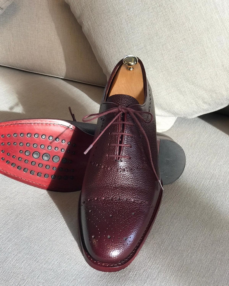 Burgundy Leather Oxfords by GentWith.com with Free Worldwide Shipping