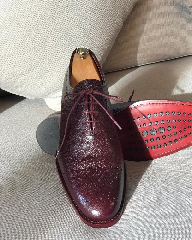 Burgundy Leather Oxfords by GentWith.com with Free Worldwide Shipping