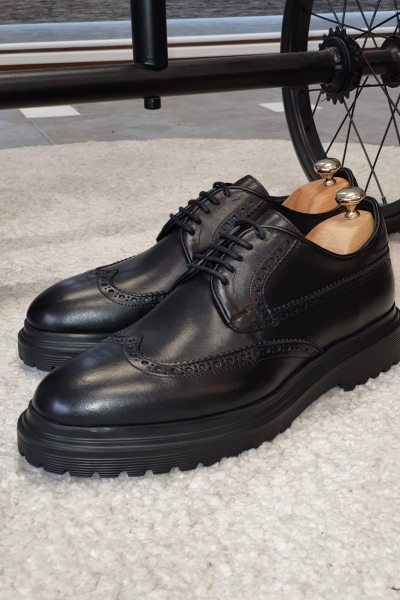 Black Wingtip Oxfords by GentWith.com with Free Worldwide Shipping