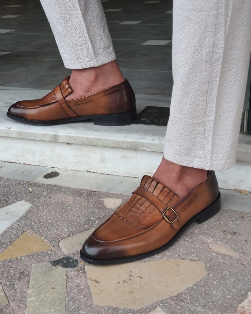 Tan Kilt Loafers by GentWith.com with Free Worldwide Shipping