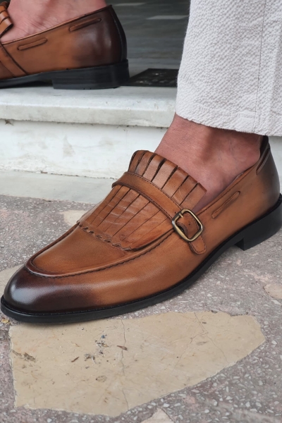 Tan Kilt Loafers by GentWith.com with Free Worldwide Shipping