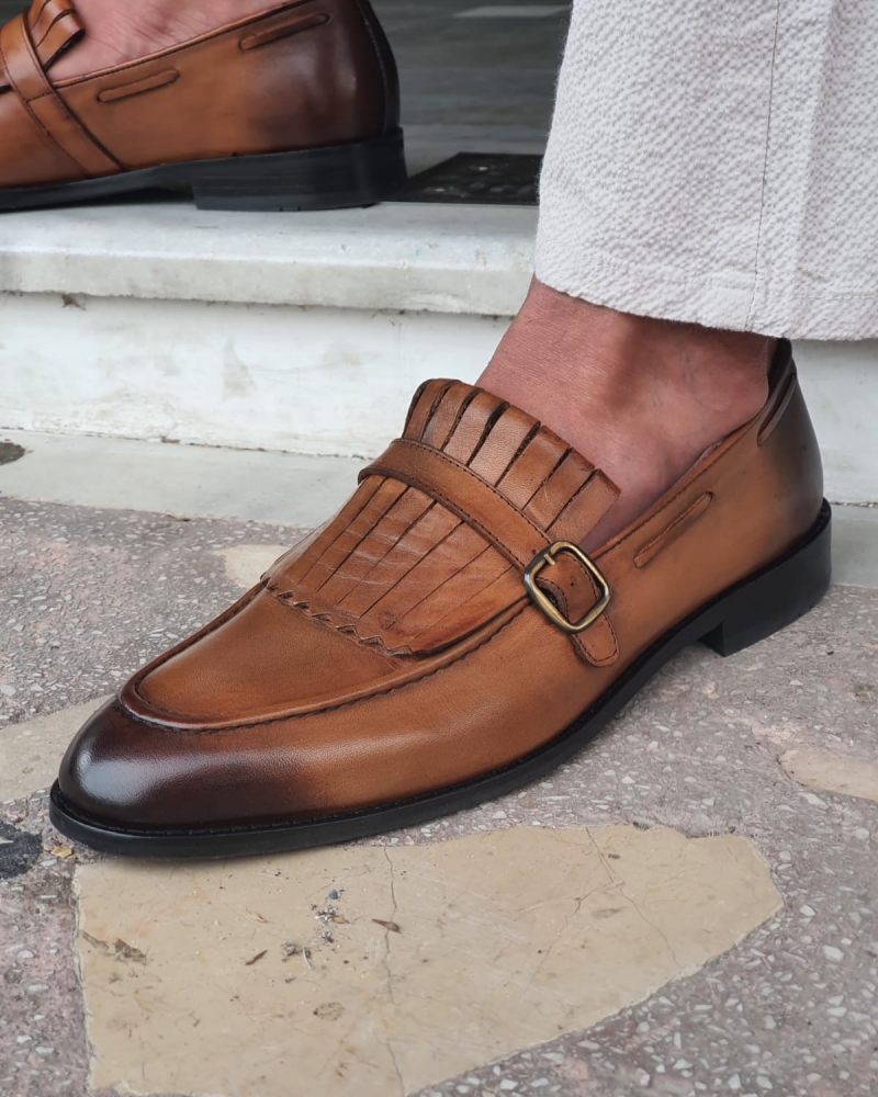 Tan Kilt Loafers by GentWith.com with Free Worldwide Shipping
