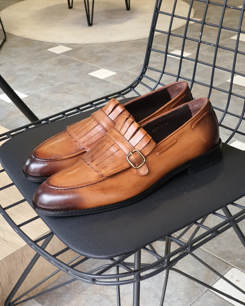Tan Kilt Loafers by GentWith.com with Free Worldwide Shipping