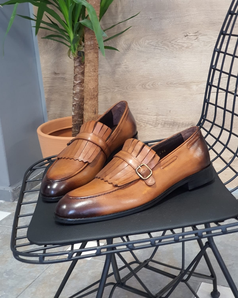 Tan Kilt Loafers by GentWith.com with Free Worldwide Shipping