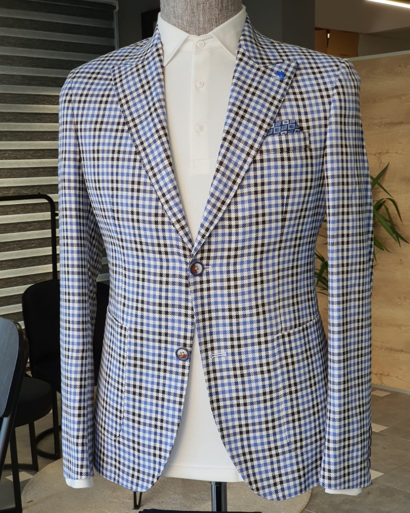 Sax Slim Fit Plaid Suit by GentWith.com with Free Worldwide Shipping