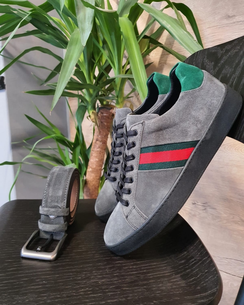 Gray Mid-Top Sneakers by GentWith.com with Free Worldwide Shipping