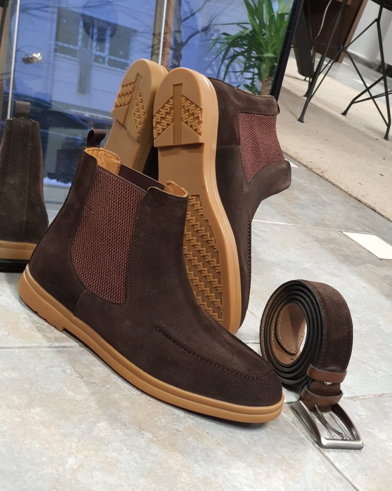 Brown Suede Chelsea Boots by GentWith.com with Free Worldwide Shipping