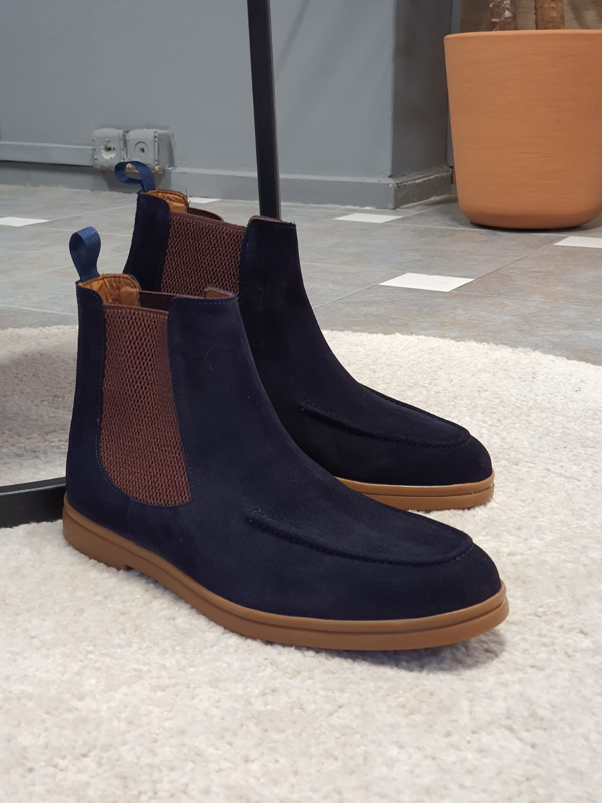 Navy Blue Suede Boots by with Free