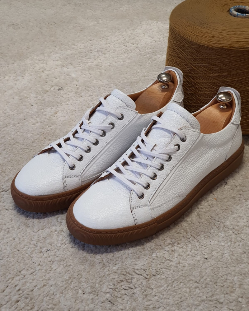 White Low-Top Sneakers by GentWith.com with Free Worldwide Shipping
