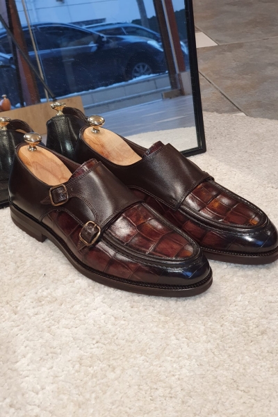 Brown Monk Strap Loafers by GentWith.com with Free Worldwide Shipping