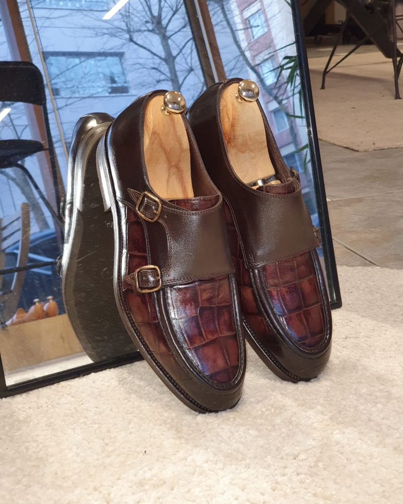 Brown Monk Strap Loafers by GentWith.com with Free Worldwide Shipping