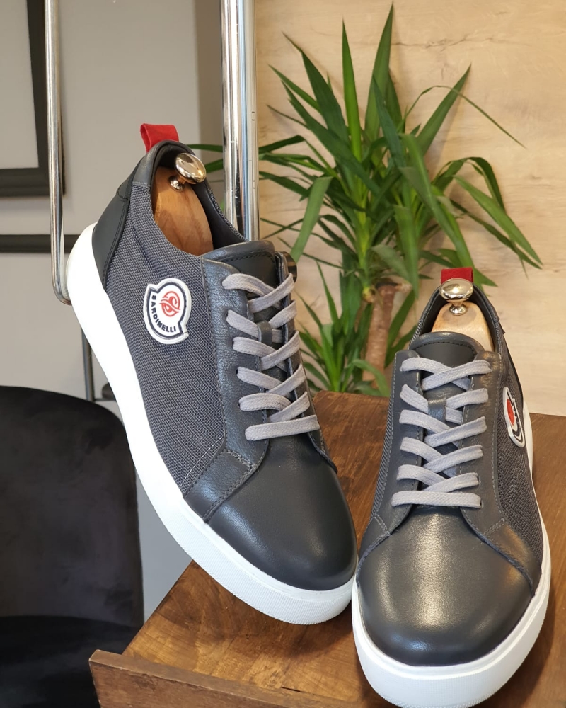 Gray Mid-Top Sneakers by GentWith.com with Free Worldwide Shipping