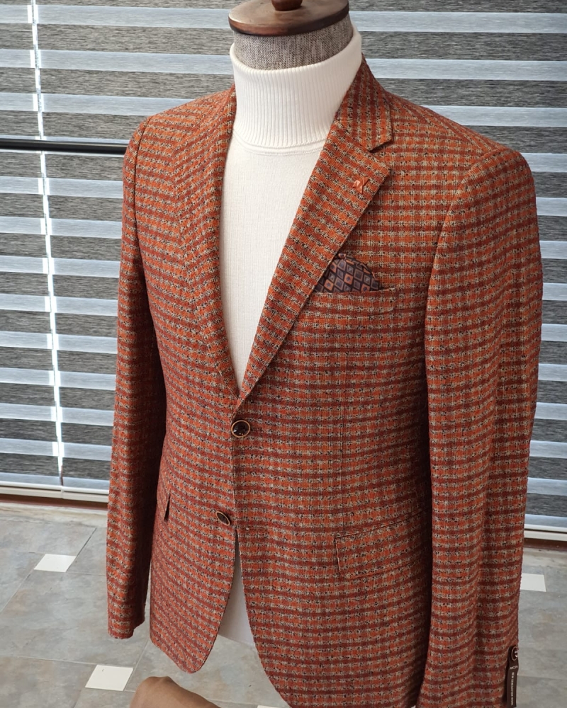 Tile Slim Fit Plaid Wool Suit by GentWith.com with Free Worldwide Shipping