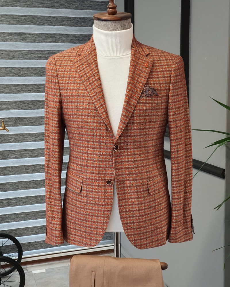 Tile Slim Fit Plaid Wool Suit by GentWith.com with Free Worldwide Shipping