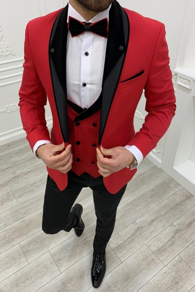 Red Slim Fit Shawl Lapel Tuxedos by GentWith.com with Free Worldwide Shipping