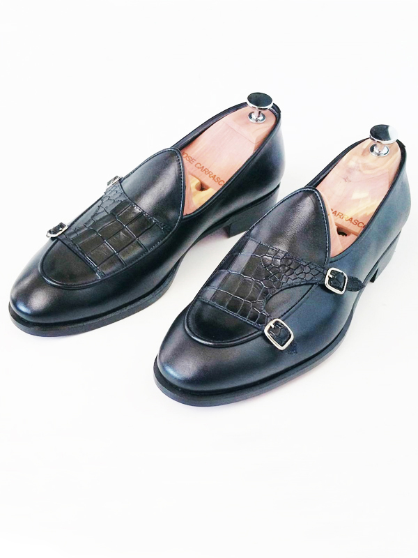 Buy Blue Leather Monk Strap Loafer by GentWith.com