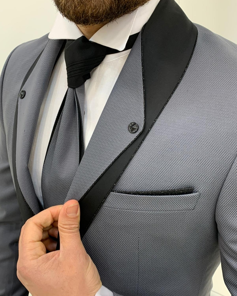 Gray Slim Fit Shawl Lapel Groom Suits by GentWith.com with Free Worldwide Shipping