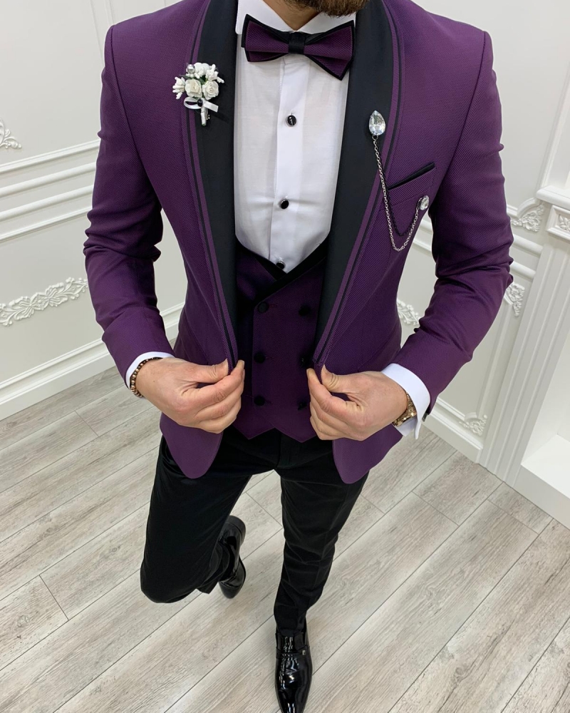Purple Slim Fit Shawl Lapel Tuxedos by GentWith.com with Free Worldwide Shipping