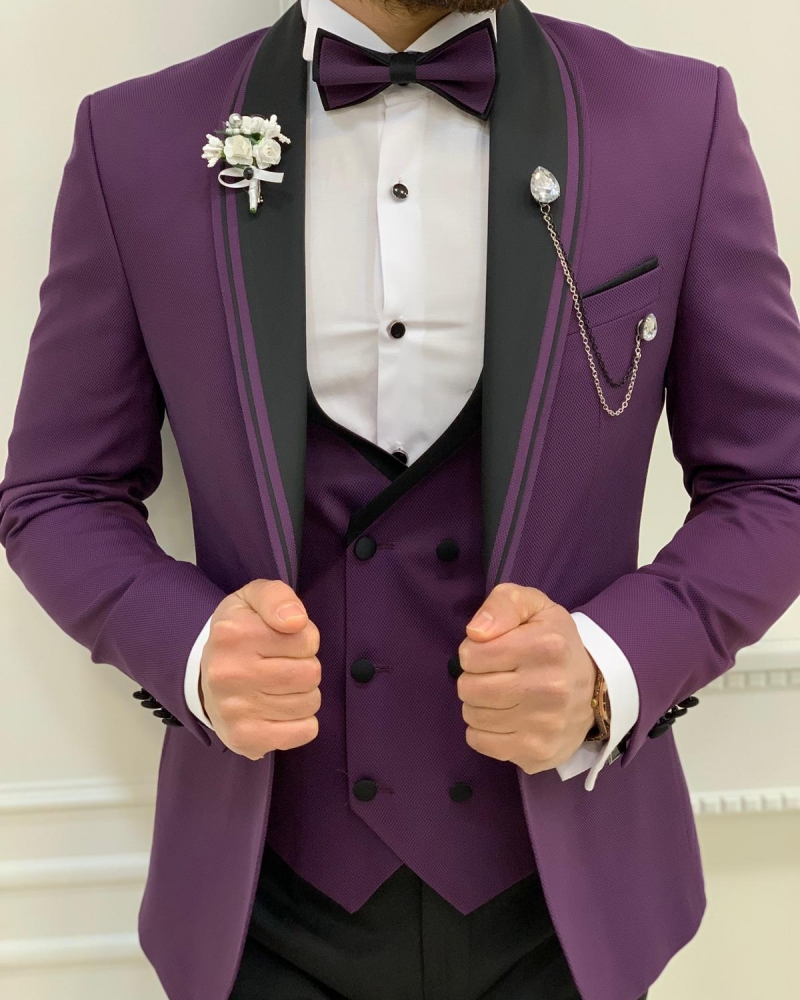 Purple Slim Fit Shawl Lapel Tuxedos by GentWith.com with Free Worldwide Shipping