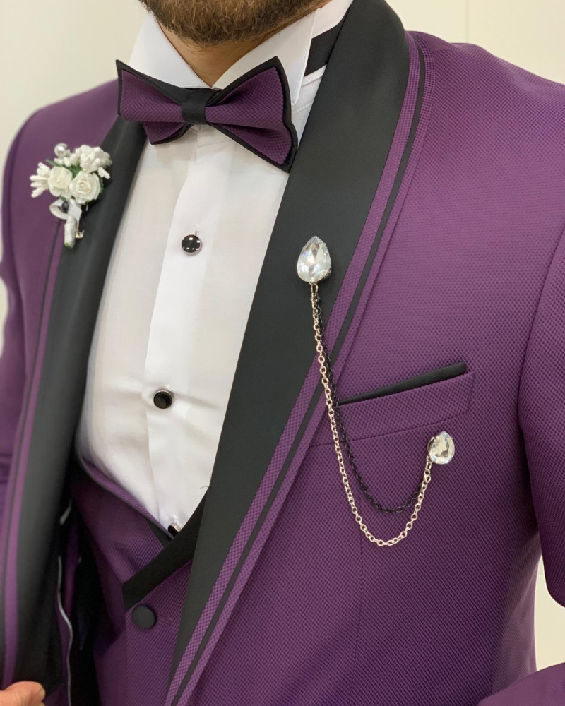 Purple Slim Fit Shawl Lapel Tuxedos by GentWith.com with Free Worldwide Shipping