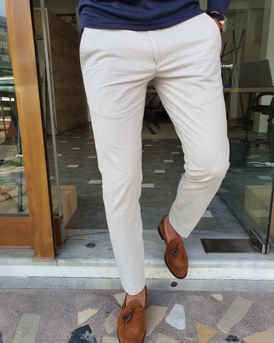 Brown Slim Fit Plaid Pants for Men by GentWith | Worldwide Shipping