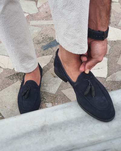 blue tassel loafers mens